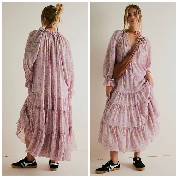 Free People Dresses & Skirts - Free People Feeling Groovy‎ Maxi Dress Purple Floral Small